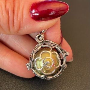 Flower design silver harmony ball. Perfect for an expectant mother. ❤️